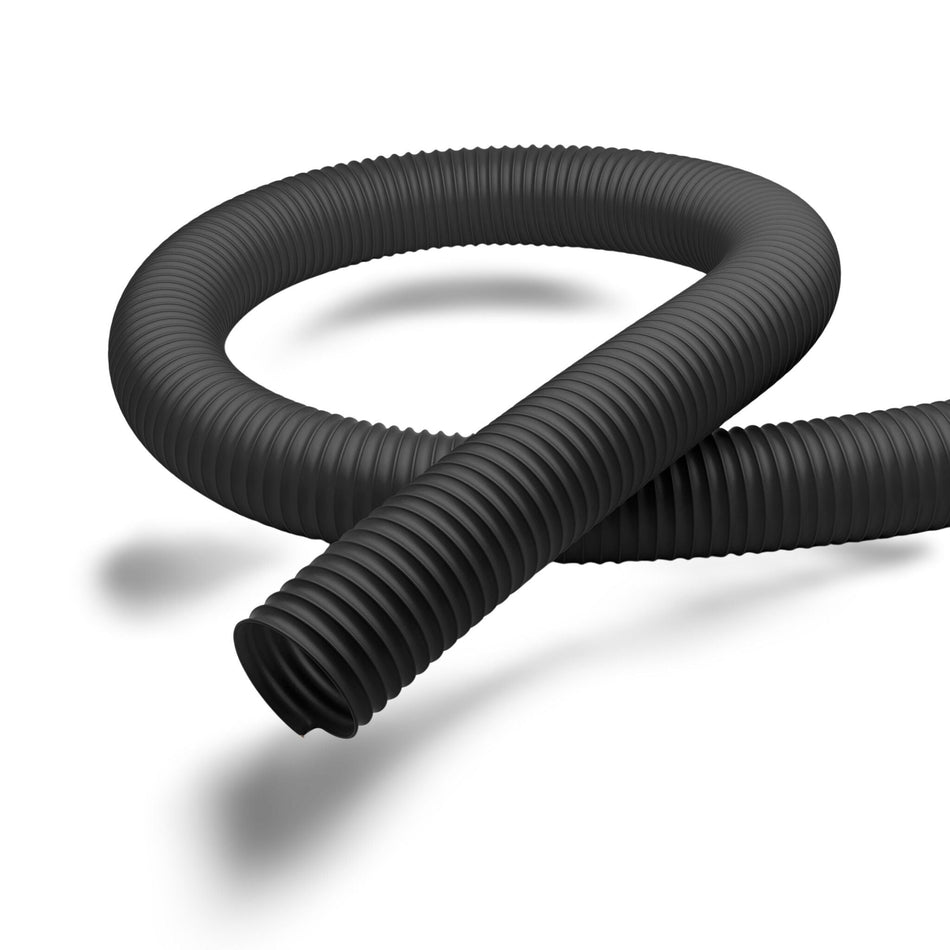 Flamex B-F Black polyurethane flame-retardant film hose — very flexible, copper-coated spiral