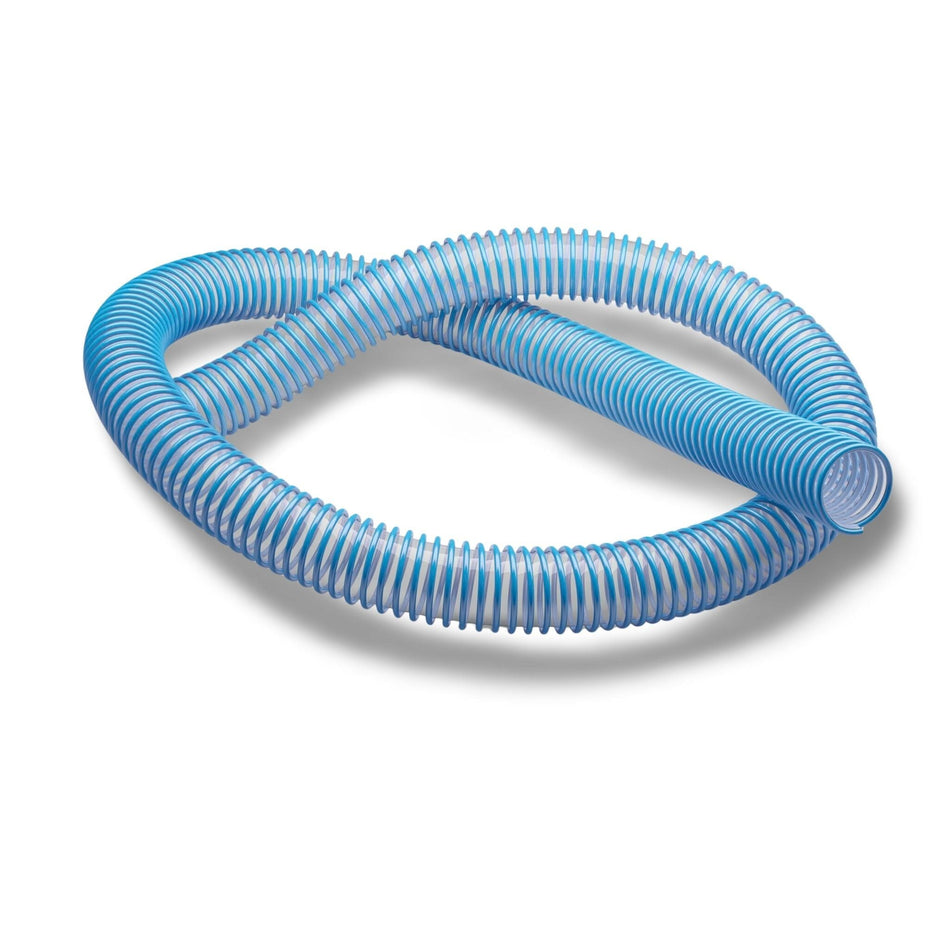 Master-PUR STEP PU film hose with support coil — crush-proof, flame-retardant, clear